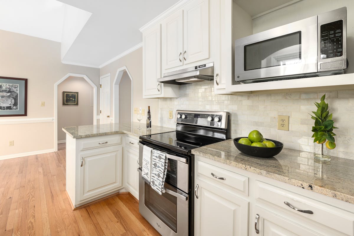 Kitchen interior with granite countertops